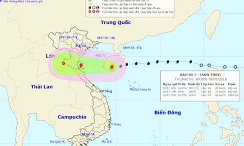 Diễn biến bão Sơn Tinh: Chiều tối nay bão về đến đất liền